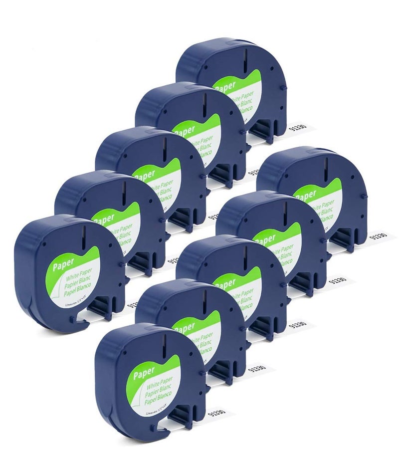 Label Orison Replace for DYMO LetraTag Refills 91330 10697 (S0721510) LT Label Tape Self-Adhesive Paper for DYMO LetraTag LT-100T LT-100H QX50 Black on White 1/2 Inch x 13 Feet(12mm x 4m) 10Pack - Image 1